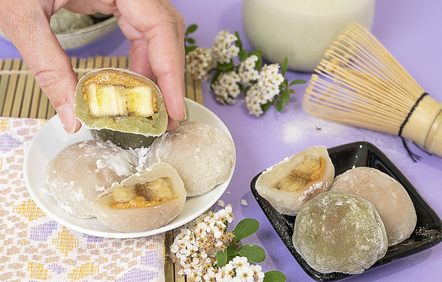 Mochis banane et beurre de cacahuètes Mochis banane et beurre de cacahuètes