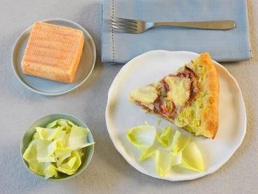 Tarte au Maroilles, poireaux et coppa Tarte au Maroilles, poireaux et coppa